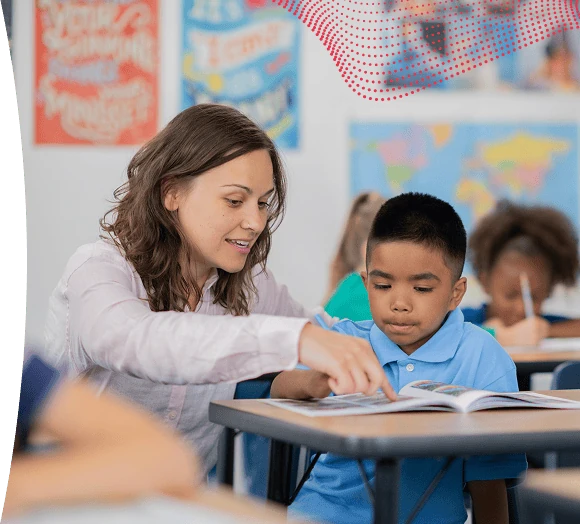 A school professional working with a student.