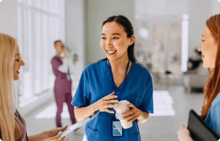 Healthcare professional greeting a patient